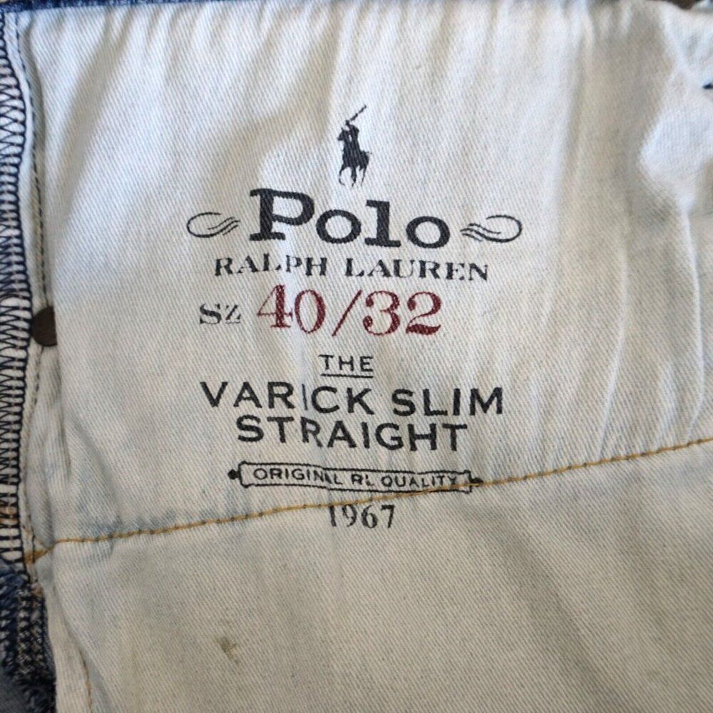 Polo Ralph Lauren Jeans Men Size 40x31 Varick Slim Straight Blue Denim Jeans - Picture 10 of 13